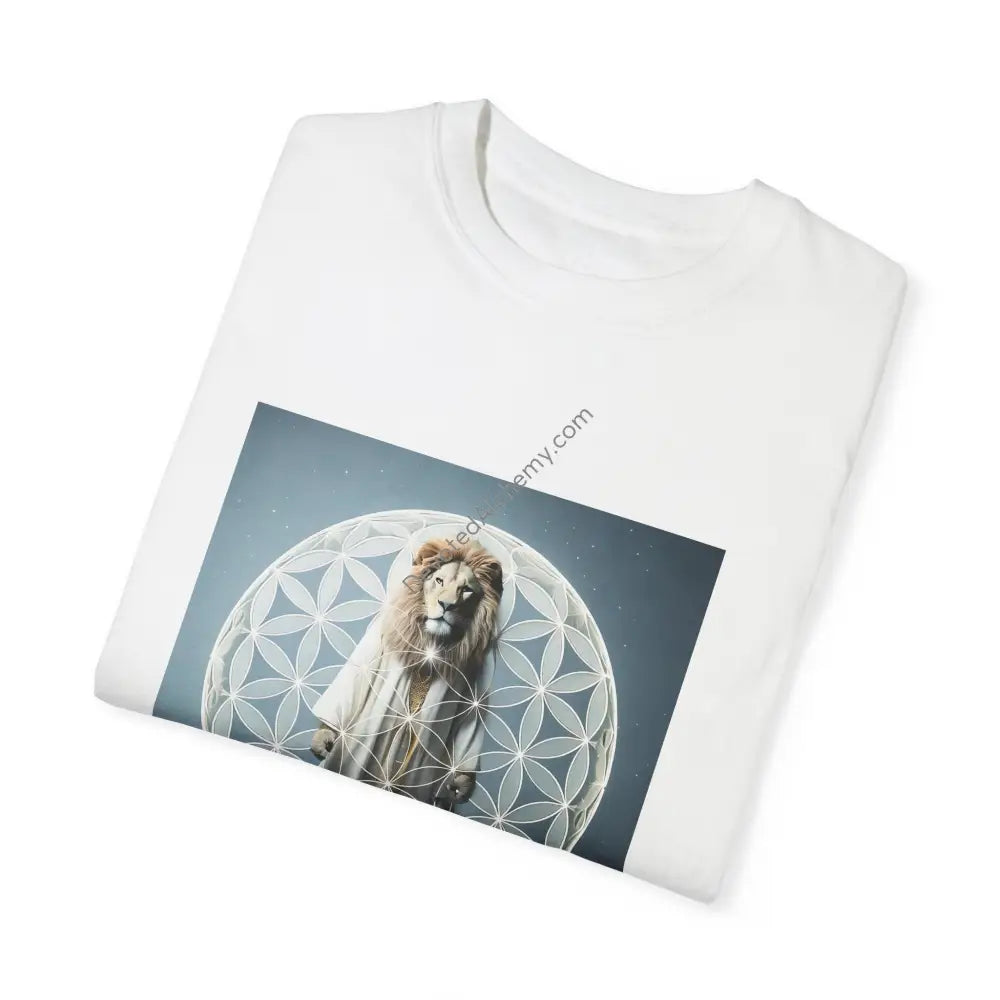 Mystic Lion Sacred Geometry Unisex Garment-Dyed T-Shirt