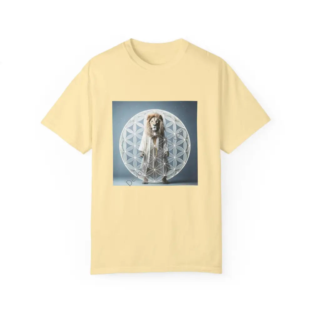 Mystic Lion Sacred Geometry Unisex Garment-Dyed T-Shirt Banana / S