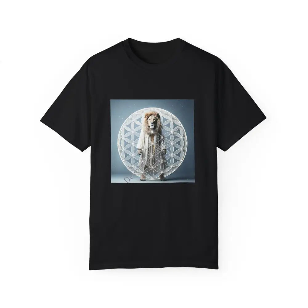 Mystic Lion Sacred Geometry Unisex Garment-Dyed T-Shirt Black / S