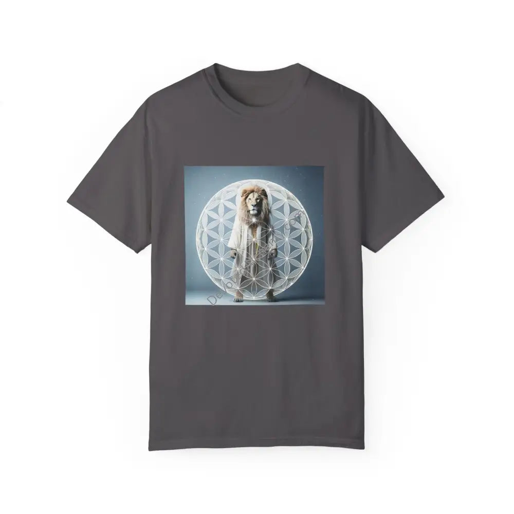 Mystic Lion Sacred Geometry Unisex Garment-Dyed T-Shirt Graphite / S