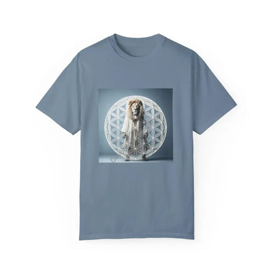 Mystic Lion Sacred Geometry Unisex Garment-Dyed T-Shirt Ice Blue / S