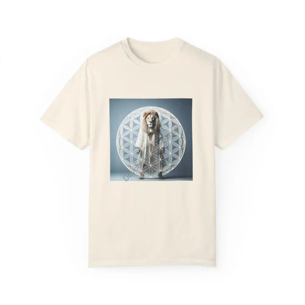 Mystic Lion Sacred Geometry Unisex Garment-Dyed T-Shirt Ivory / S