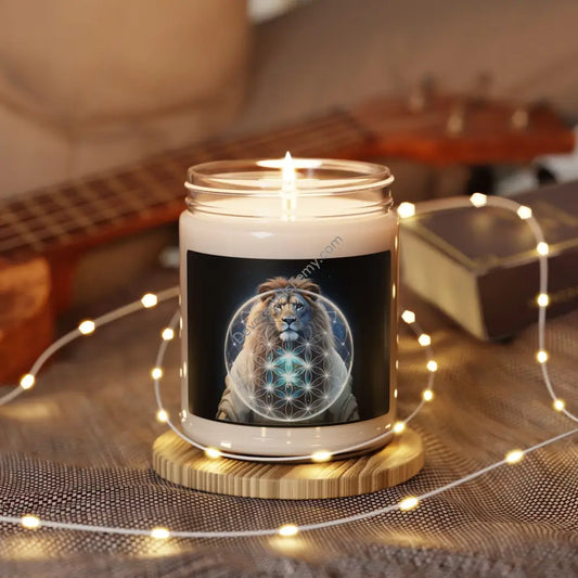 Mystic Lion Scented Soy Candle - Calming Aromatherapy 9Oz Unscented / Home Decor