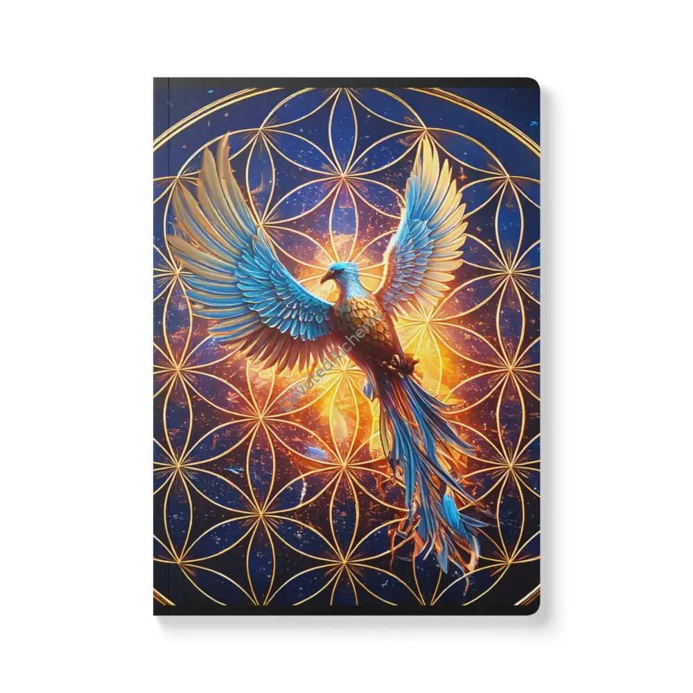Phoenix Flower of Life Softcover Journal | Dream Diary Empowerment Notebook Gratitude Journal Cosmic Art Stationery