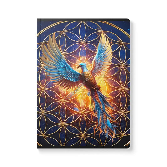 Phoenix Flower of Life Softcover Journal | Dream Diary Empowerment Notebook Gratitude Journal Cosmic Art Stationery