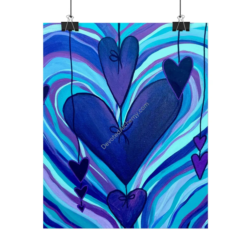 Purple Heart Wall Art Print Spiritual Decor Yoga Gift Mindfulness Art Bohemian Room Decoration Poster