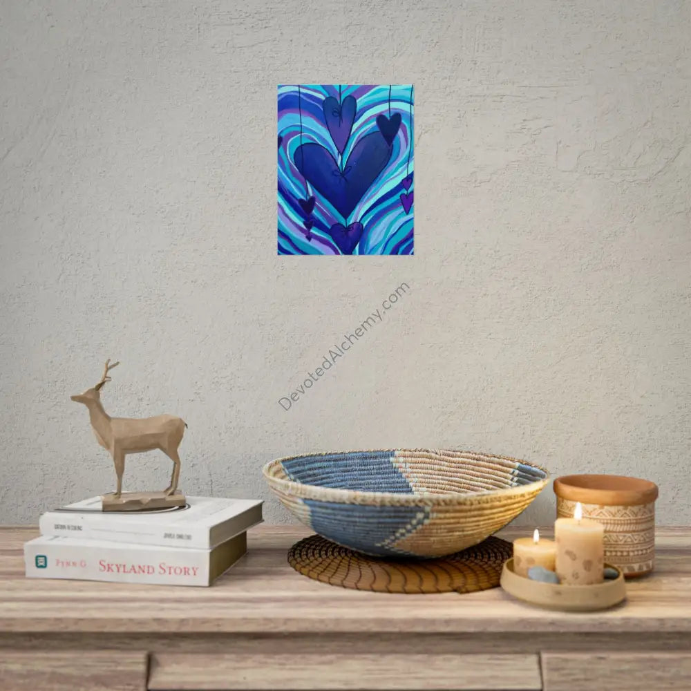 Purple Heart Wall Art Print Spiritual Decor Yoga Gift Mindfulness Art Bohemian Room Decoration Poster