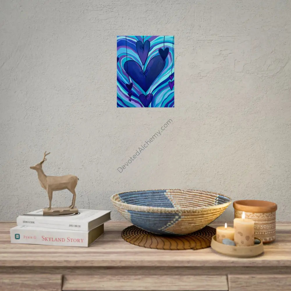 Purple Heart Wall Art Print Spiritual Decor Yoga Gift Mindfulness Art Bohemian Room Decoration Poster