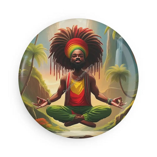 Rasta Magnet Art Geometric Magnet Gift for Wellness Enthusiasts 1 pc / 2.25’’ / Round Home Decor