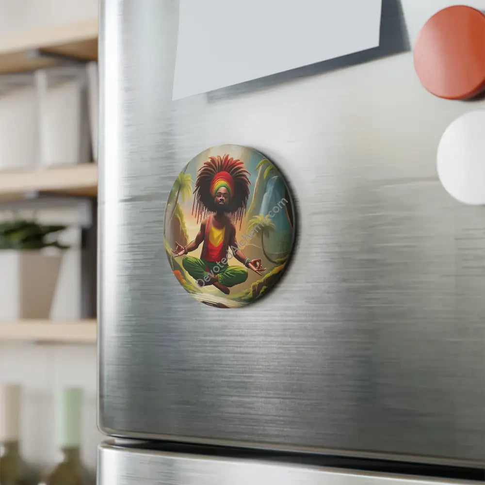 Rasta Magnet Art Geometric Magnet Gift for Wellness Enthusiasts 1 pc / 2.25’’ / Round Home Decor