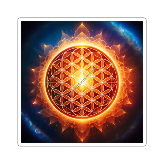 Sun Flower of Life Square Stickers - Boho Decor Laptop Decals Yoga Accessories Unique Gifts Nature-Inspired Art 2’’ ×