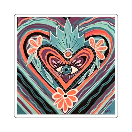 Vibrant Heart Eye Stickers Boho Laptop Decals Colorful Art Stickers Gift for Spiritual Souls Unique Decor for Journals