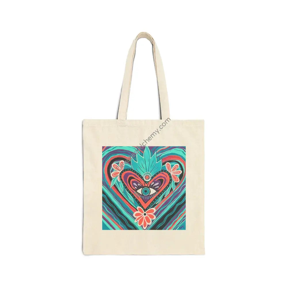 Visionary Heart Cotton Canvas Tote Bag | Eco-Friendly Shopping Bag Gift for Him Beach Tote Art Tote Reusable Bag Bags