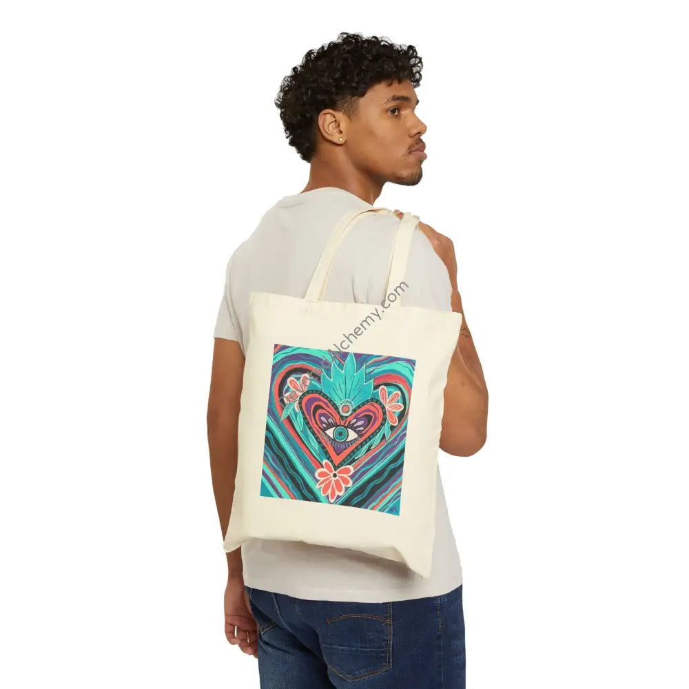 Visionary Heart Cotton Canvas Tote Bag | Eco-Friendly Shopping Bag Gift for Him Beach Tote Art Tote Reusable Bag Bags