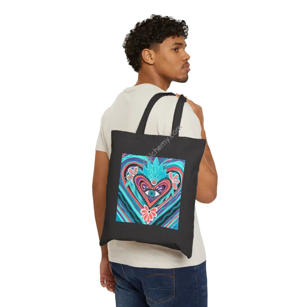 Visionary Heart Cotton Canvas Tote Bag | Eco-Friendly Shopping Bag Gift for Him Beach Tote Art Tote Reusable Bag Bags