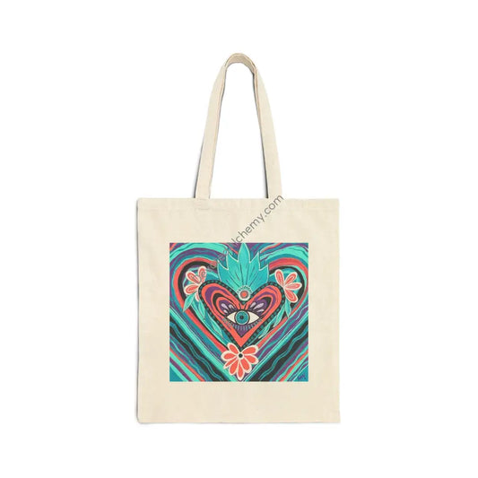 Visionary Heart Cotton Canvas Tote Bag | Eco-Friendly Shopping Bag Gift for Him Beach Tote Art Tote Reusable Bag